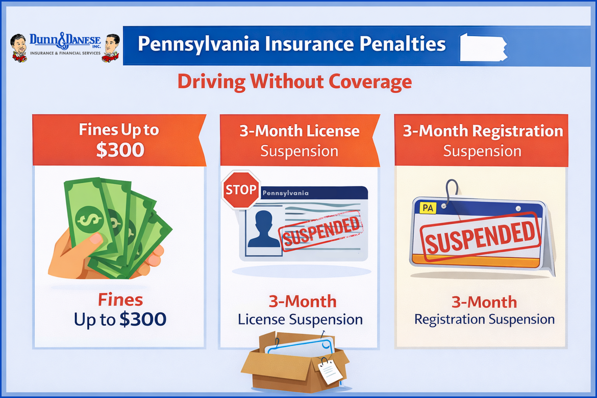 Visual showing fines, license suspension, and registration suspension