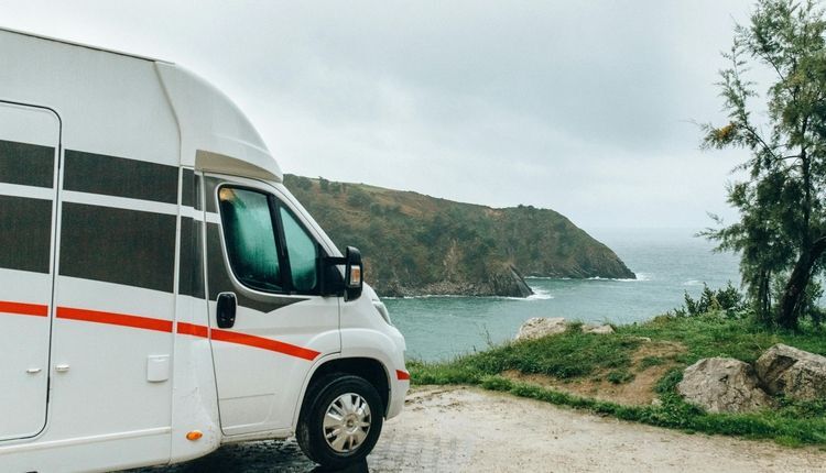 Recreational vehicle near the sea