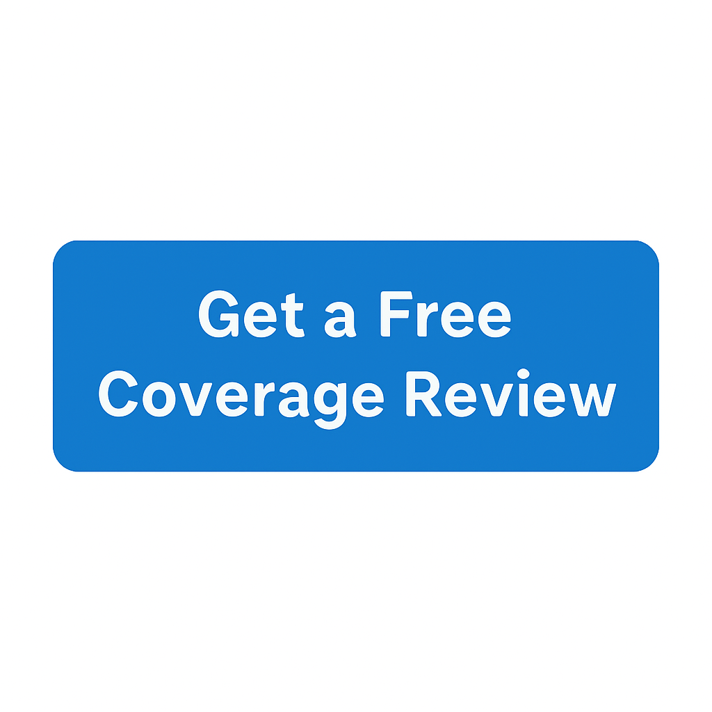 Blue call-to-action button that says 'Get a Free Coverage Review