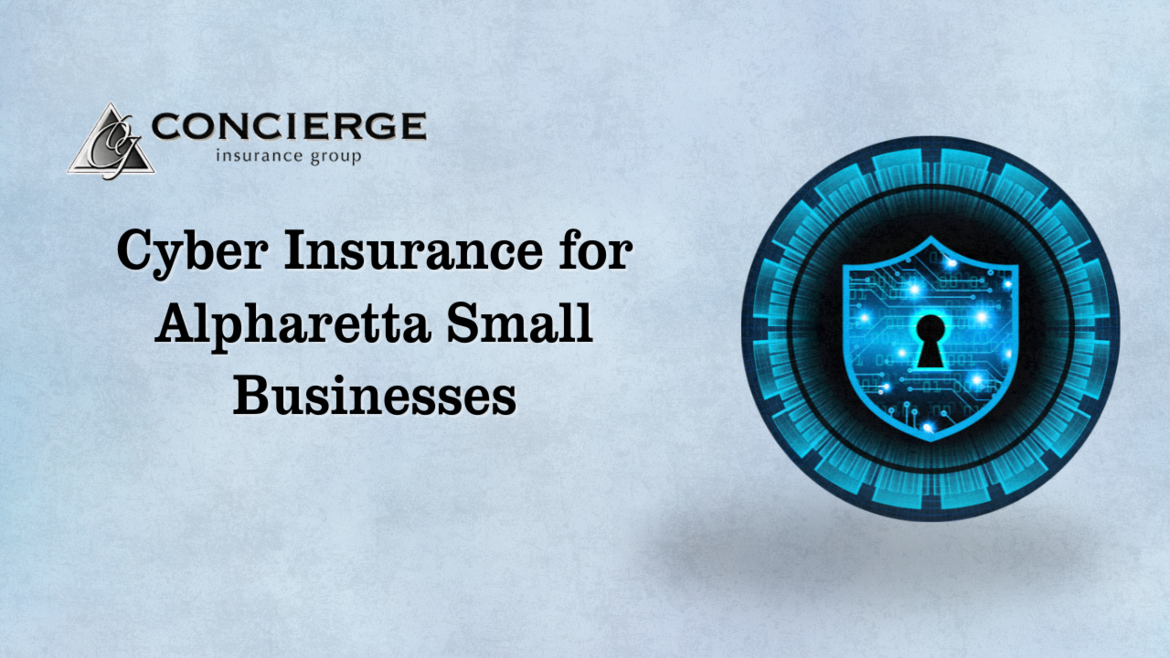 Concierge Insurance Group logo with digital shield graphic representing cyber insurance protection for Alpharetta small businesses