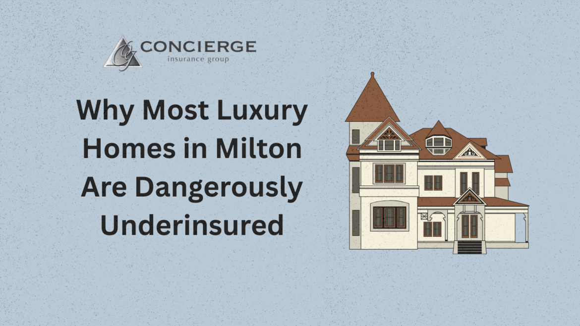 Concierge Insurance Group graphic showing luxury home with headline: Why Most Luxury Homes in Milton Are Dangerously Underinsured