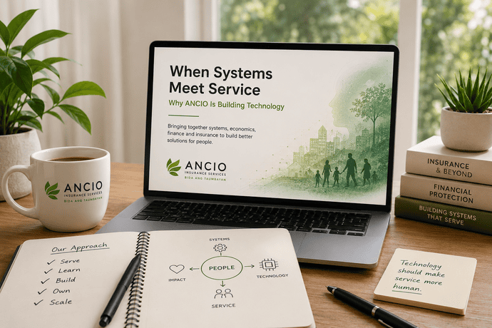 ANCIO workspace illustrating the convergence of systems development, economics, finance, insurance and technology.
